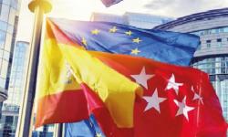 Banderas de España, Comunidad de Madrid y Unión Europea